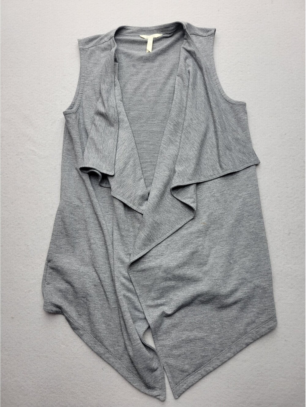 Matilda Jane Women's Vest Large Grey Sweater Lapel Solid Open Polyester Blend